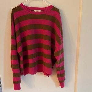 XIRENA Striped Pink and Brown Women's Sweater XL